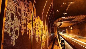 Alexandre Orion - Skulls in Brazilian Tunnel